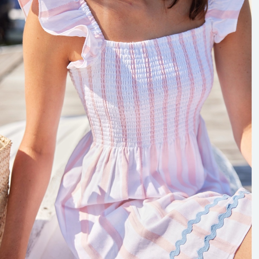 Sail to Sable NWT Pink and White Striped Smocked Dress